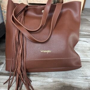 Wrangler Rich Brown Tote with Fringe